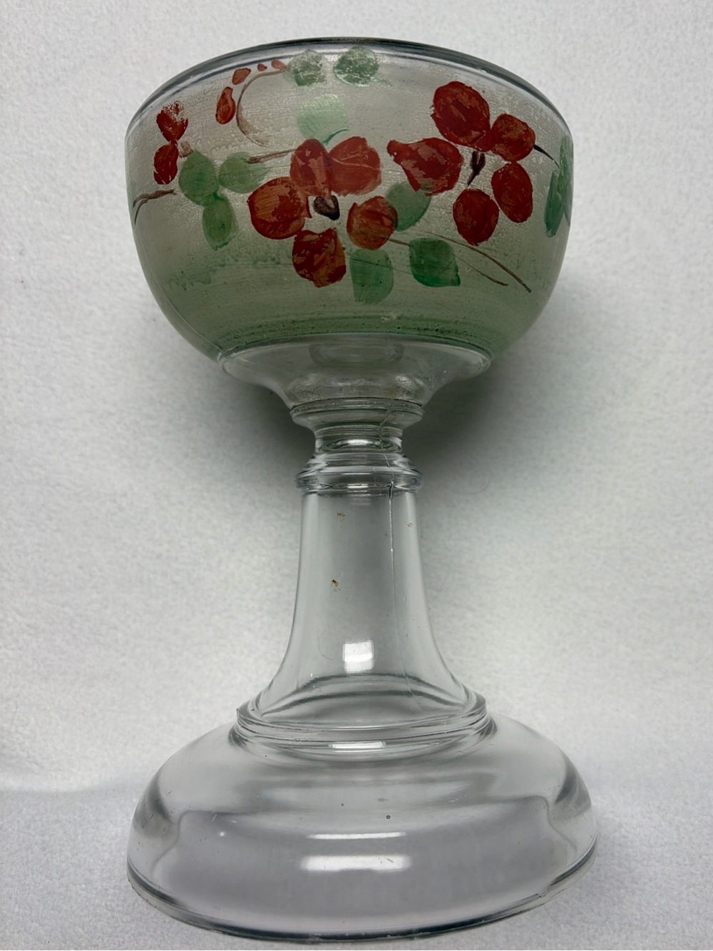 Vintage hand painted oil kerosene lamp with shade